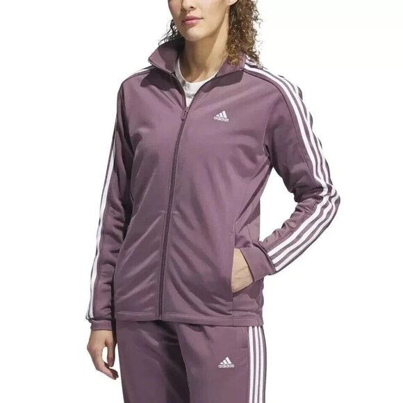 NEW Adidas Women's M 3-Stripes Shafig Track Jacket  Mauve Full Zip Training - Picture 1 of 12